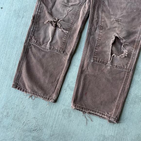 Vintage Y2K Carhartt brown B136 CHT double knee work wear carpenter pants - Picture 3 of 10